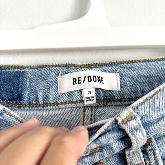 RE/DONE 90’s High Rise Ankle Crop Jeans Light Wash Button Closure Women’s Sz 25 - Picture 4 of 8